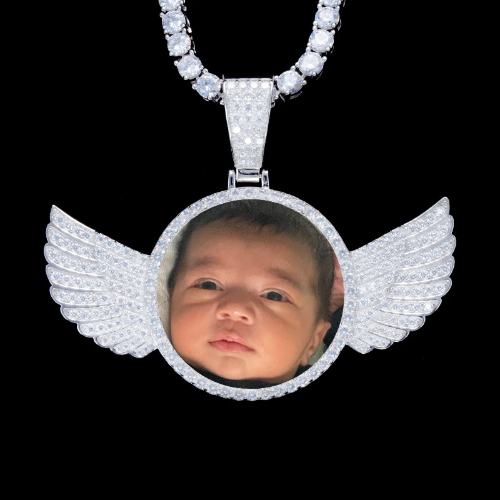 925S & VVS Moissanite 3D Wing Custom Picture Pendant