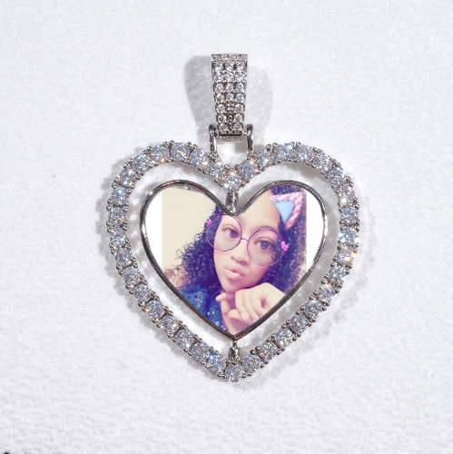 3D Spinning 2-Faced Heart Custom Picture Pendant
