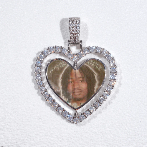 3D Spinning 2-Faced Heart Custom Picture Pendant