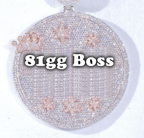 CUSTOM LETTER NECKLACE 3D BIG CROWN DISC