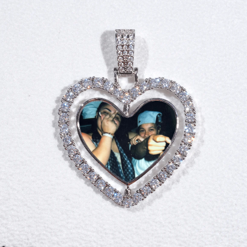 3D Spinning 2-Faced Heart Custom Picture Pendant