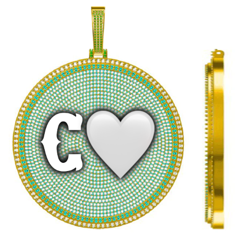 CUSTOM LETTER NECKLACE 3D BIG DISC