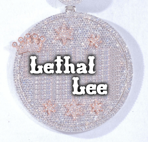 CUSTOM LETTER NECKLACE 3D BIG CROWN DISC