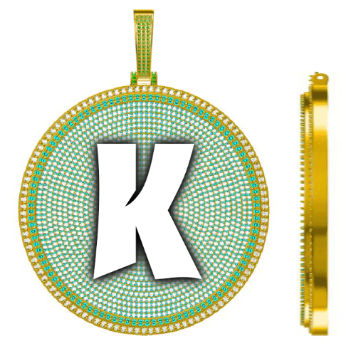 CUSTOM LETTER NECKLACE 3D BIG DISC