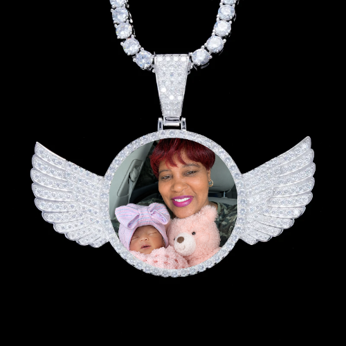925S & VVS Moissanite 3D Wing Custom Picture Pendant