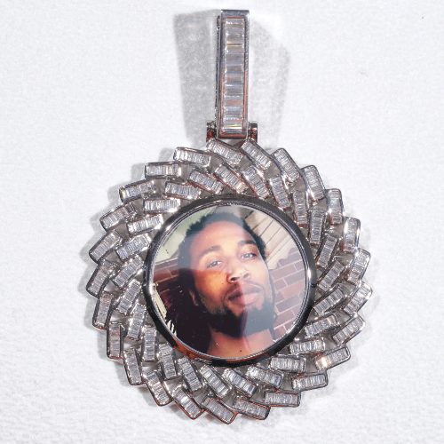 Large 3D Baguette Custom Picture Pendant