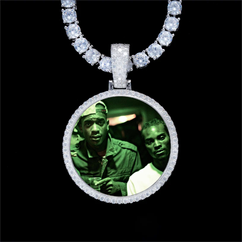 925S & VVS Moissanite 3D Circle Custom Picture Pendant