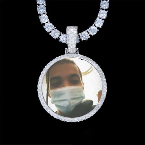 925S & VVS Moissanite 3D Circle Custom Picture Pendant