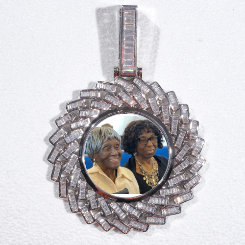 Large 3D Baguette Custom Picture Pendant