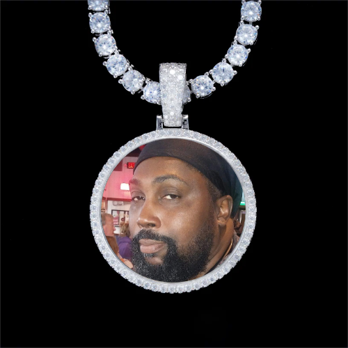 925S & VVS Moissanite 3D Circle Custom Picture Pendant