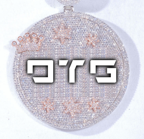 CUSTOM LETTER NECKLACE 3D BIG CROWN DISC