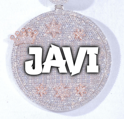 CUSTOM LETTER NECKLACE 3D BIG CROWN DISC