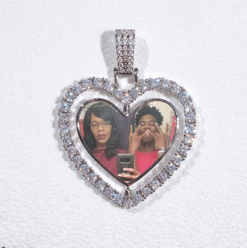 3D Spinning 2-Faced Heart Custom Picture Pendant