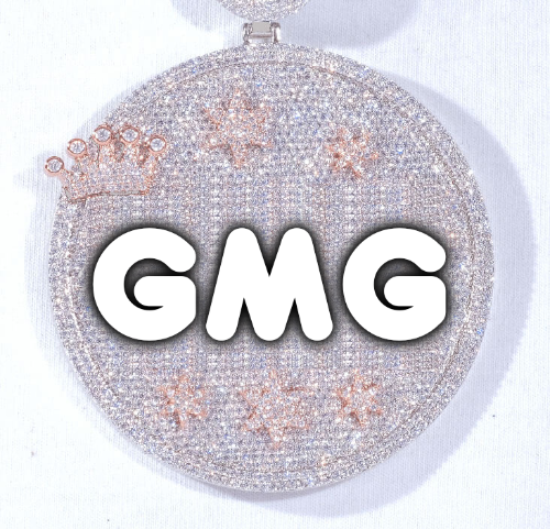 CUSTOM LETTER NECKLACE 3D BIG CROWN DISC