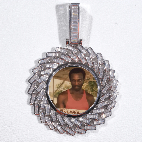 Large 3D Baguette Custom Picture Pendant