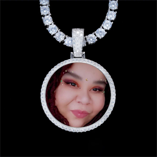 925S & VVS Moissanite 3D Circle Custom Picture Pendant