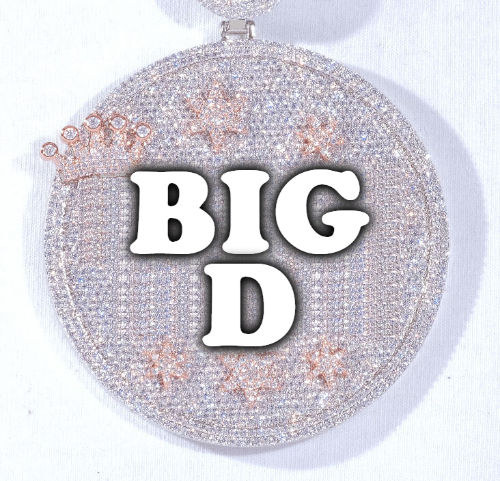 CUSTOM LETTER NECKLACE 3D BIG CROWN DISC