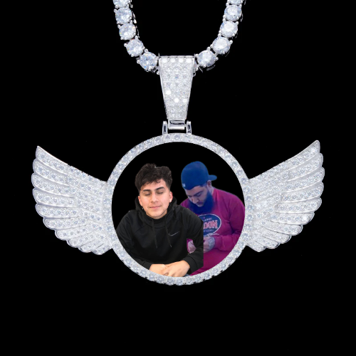 925S & VVS Moissanite 3D Wing Custom Picture Pendant