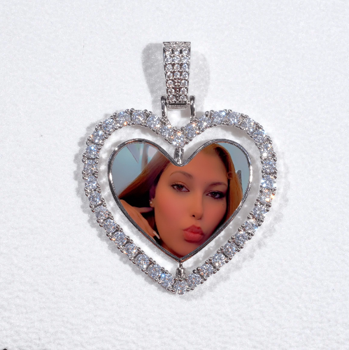 3D Spinning 2-Faced Heart Custom Picture Pendant