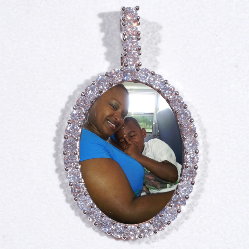 Large 3D Oval Custom Picture Pendant