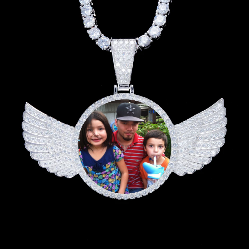 925S & VVS Moissanite 3D Wing Custom Picture Pendant
