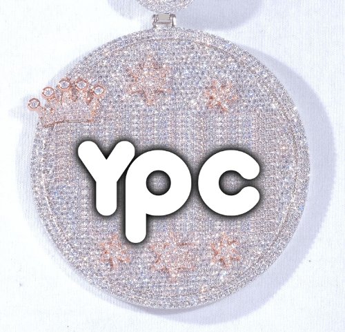 CUSTOM LETTER NECKLACE 3D BIG CROWN DISC