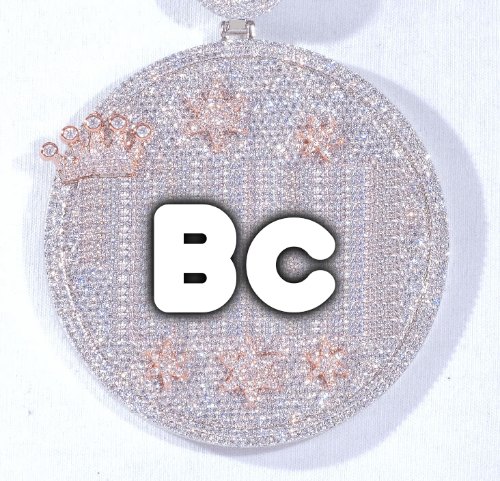 CUSTOM LETTER NECKLACE 3D BIG CROWN DISC