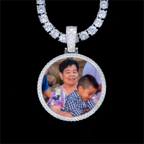 925S & VVS Moissanite 3D Circle Custom Picture Pendant