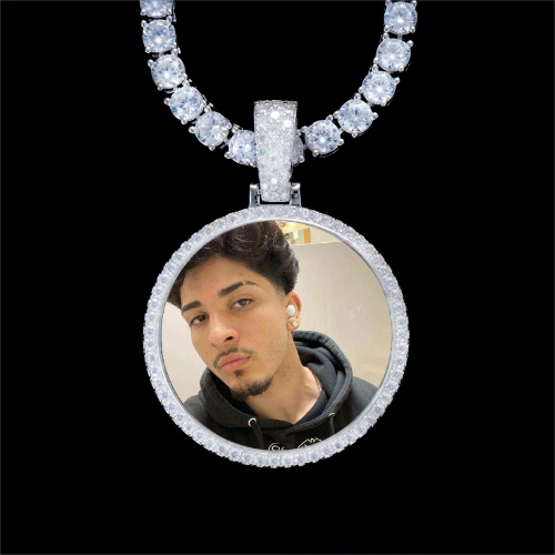 925S & VVS Moissanite 3D Circle Custom Picture Pendant