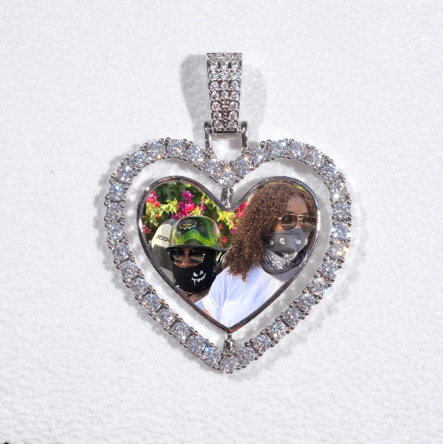 3D Spinning 2-Faced Heart Custom Picture Pendant