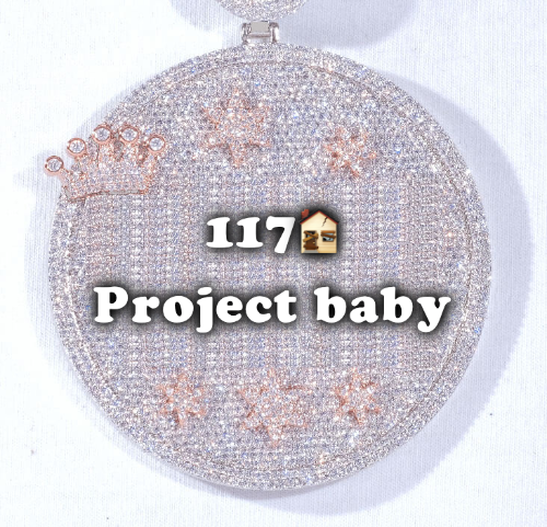 CUSTOM LETTER NECKLACE 3D BIG CROWN DISC