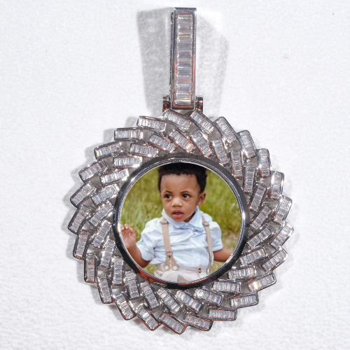 Large 3D Baguette Custom Picture Pendant