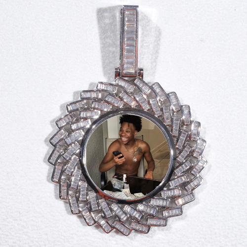 Large 3D Baguette Custom Picture Pendant