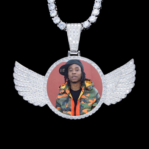 925S & VVS Moissanite 3D Wing Custom Picture Pendant