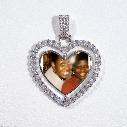3D Spinning 2-Faced Heart Custom Picture Pendant