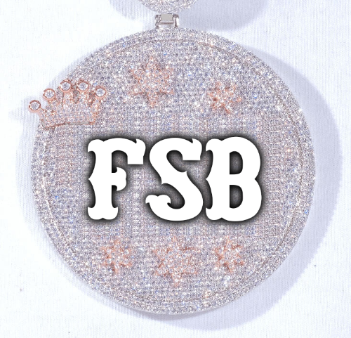 CUSTOM LETTER NECKLACE 3D BIG CROWN DISC