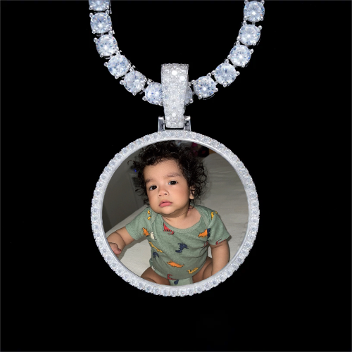 925S & VVS Moissanite 3D Circle Custom Picture Pendant