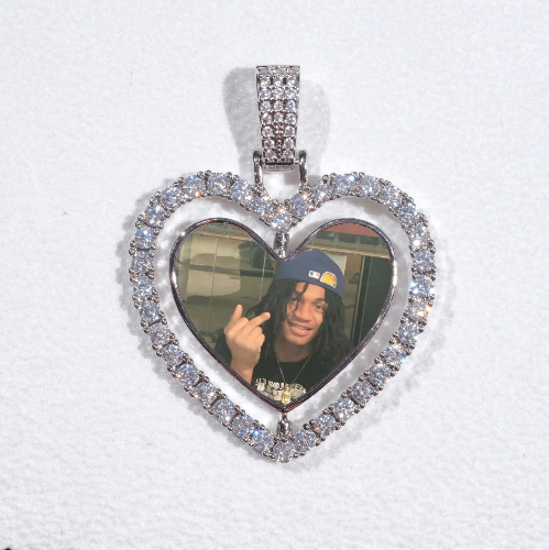 3D Spinning 2-Faced Heart Custom Picture Pendant