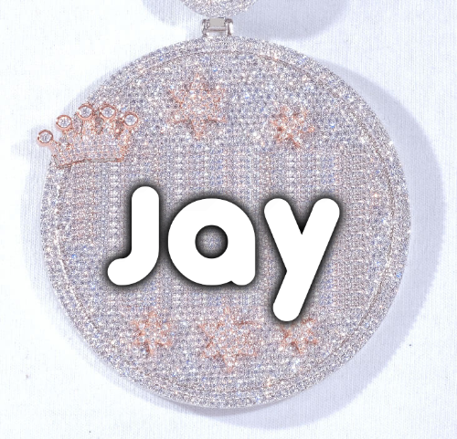 CUSTOM LETTER NECKLACE 3D BIG CROWN DISC