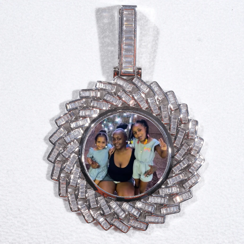 Large 3D Baguette Custom Picture Pendant