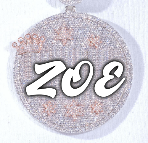 CUSTOM LETTER NECKLACE 3D BIG CROWN DISC