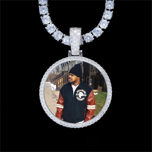 925S & VVS Moissanite 3D Circle Custom Picture Pendant