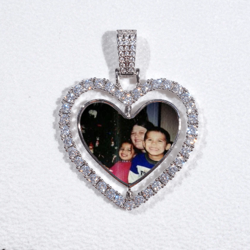 3D Spinning 2-Faced Heart Custom Picture Pendant