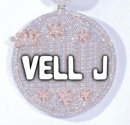 CUSTOM LETTER NECKLACE 3D BIG CROWN DISC