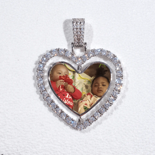 3D Spinning 2-Faced Heart Custom Picture Pendant