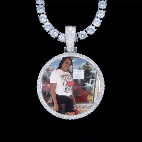 925S & VVS Moissanite 3D Circle Custom Picture Pendant