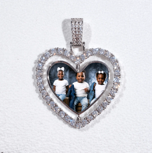 3D Spinning 2-Faced Heart Custom Picture Pendant