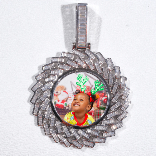 Large 3D Baguette Custom Picture Pendant