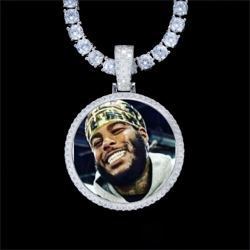 925S & VVS Moissanite 3D Circle Custom Picture Pendant