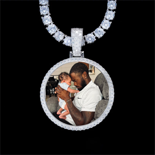 925S & VVS Moissanite 3D Circle Custom Picture Pendant